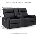 Causeuse inclinable électrique Axtellton avec console - Carbone