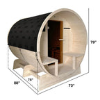 ALEKO 6-8 Person White Finland Pine Barrel Sauna with UL Electrical Heater - 88L x 73W x 79H inch