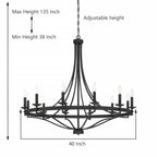 Fidenza 12-light Modern Farmhouse Empire Wagon Wheel Chandelier with UL - D40'' * H135''