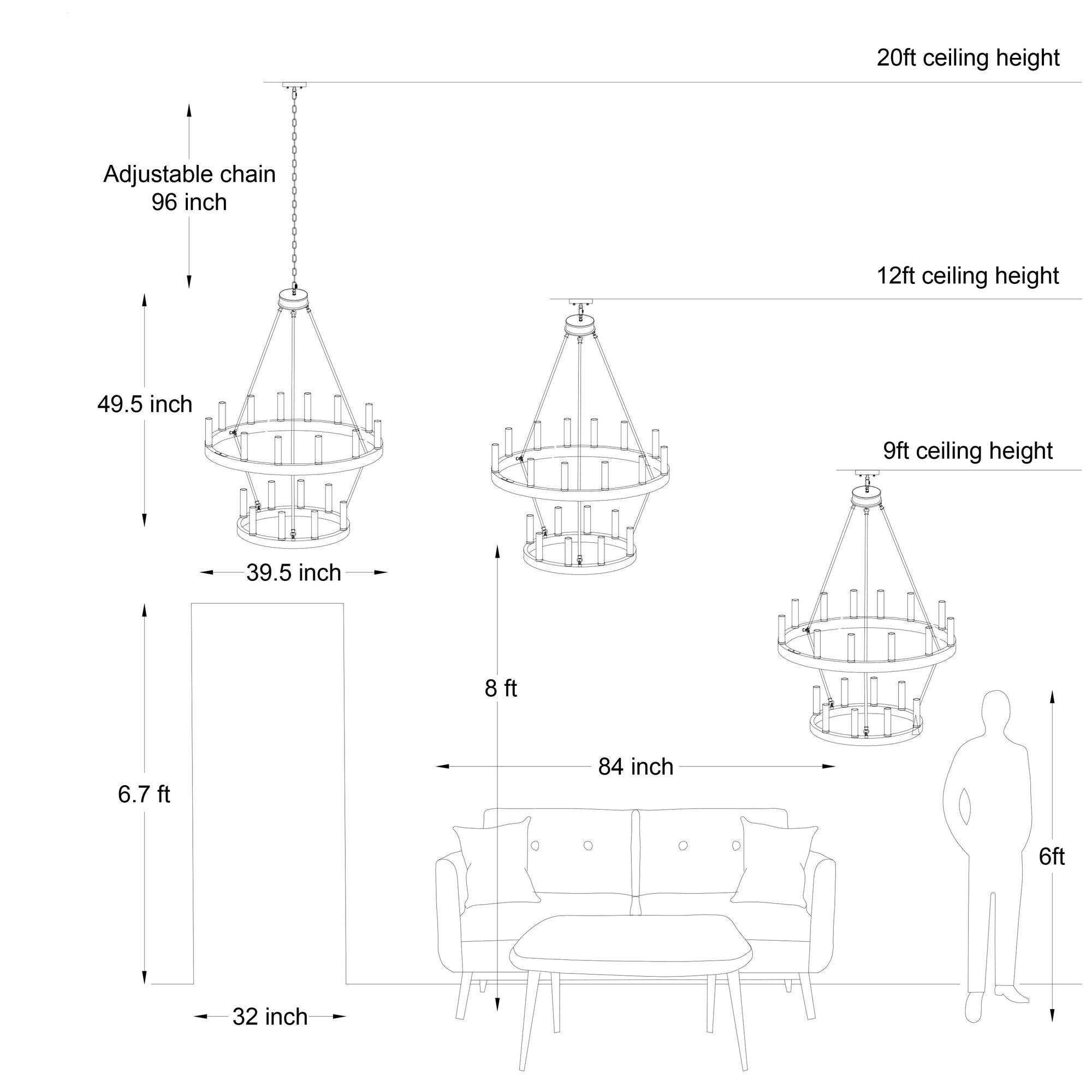 Acroma 20-light Modern Farmhouse 40In Round Wagon Wheel Chandelier with UL