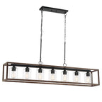 Allegray 52in Farmhouse 7-light Linear Chandelier Rectangle Kitchen Island Pendant