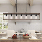 Allegray 52in Farmhouse 7-light Linear Chandelier Rectangle Kitchen Island Pendant