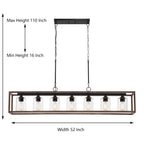 Allegray 52in Farmhouse 7-light Linear Chandelier Rectangle Kitchen Island Pendant