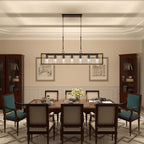 Allegray 52in Farmhouse 7-light Linear Chandelier Rectangle Kitchen Island Pendant