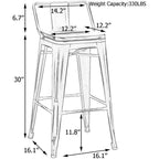 Bar Stools With Back set of 4 Industrial Metal Barstools with Wooden Seats