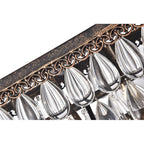 Antique Bronze 6-Light Rectangular Kitchen Island Lighting with Crystal Hanging - Antique Bronze