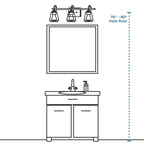 Archie Collection Three-Light Polished Chrome Clear Double Prismatic Glass Coastal Bath Vanity Light - 8.75 x 26.25 x 7.25