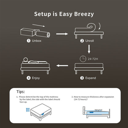 Matelas hybride à ressorts refroidissants SweDrea 12 po, fermeté moyenne, isolation des mouvements, certifié CertiPUR-US, SGS et OEKO-TEX