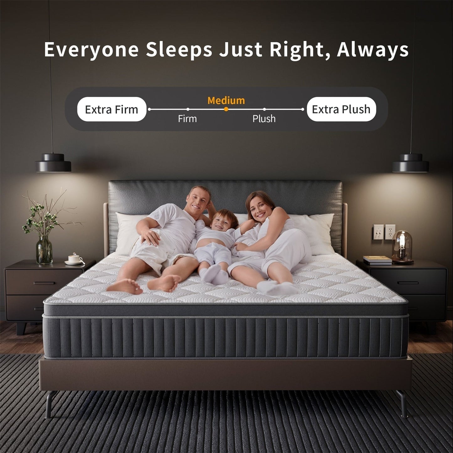 Matelas hybride à ressorts refroidissants SweDrea 12 po, fermeté moyenne, isolation des mouvements, certifié CertiPUR-US, SGS et OEKO-TEX