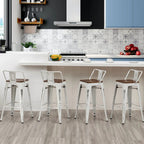 Bar Stools With Back set of 4 Industrial Metal Barstools with Wooden Seats