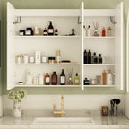 Bathroom Medicine Cabinet LED Mirror Anti-Fog 6000K Wall Cabinet White