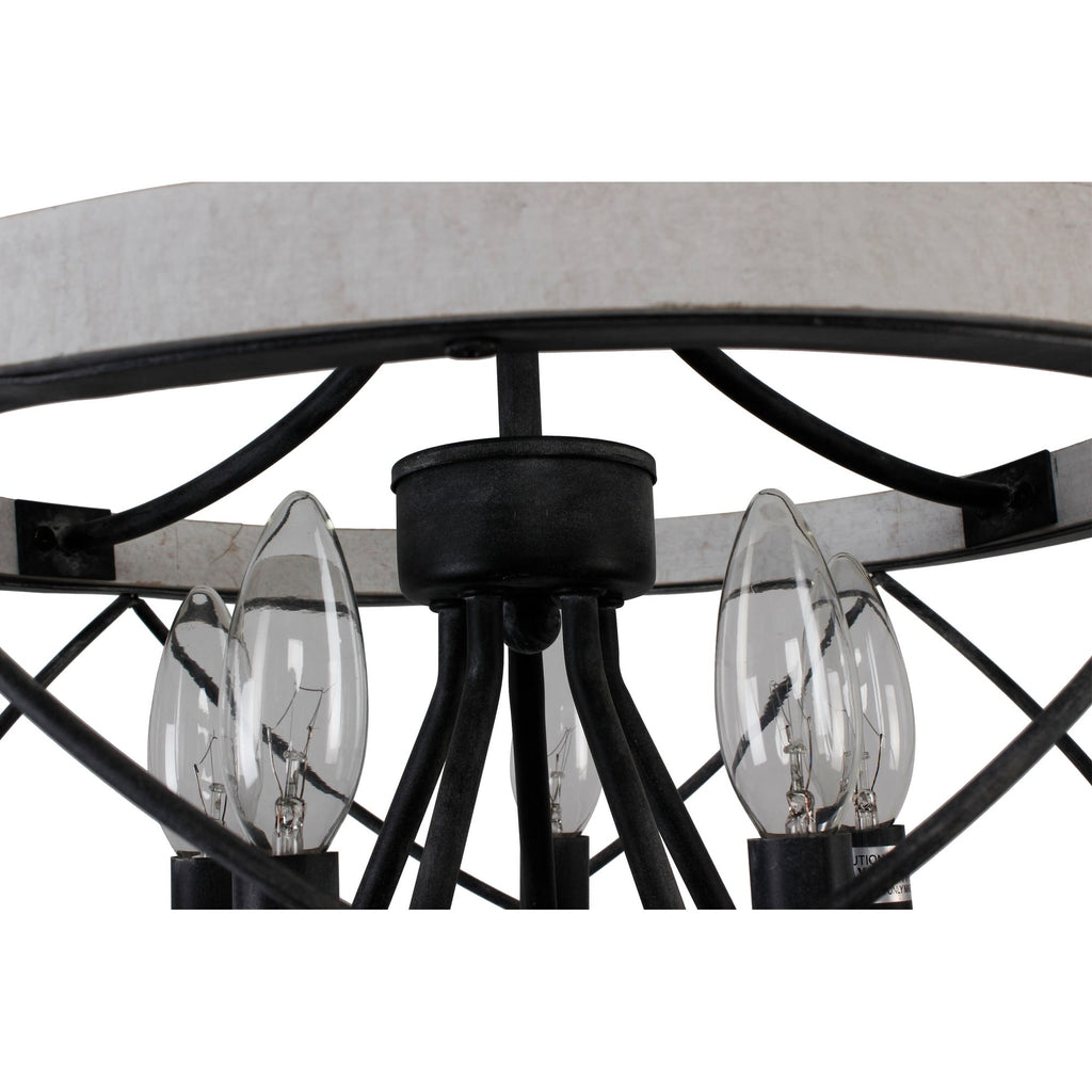 Bella Depot 5-Light Rustic Cage Wood Chandelier Dimmable Lighting, 15.7 Adjustable Farmhouse Pendant Light for Kitchen Island