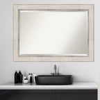 Beveled Wood Bathroom Wall Mirror - Trellis Silver Frame - Trellis Silver