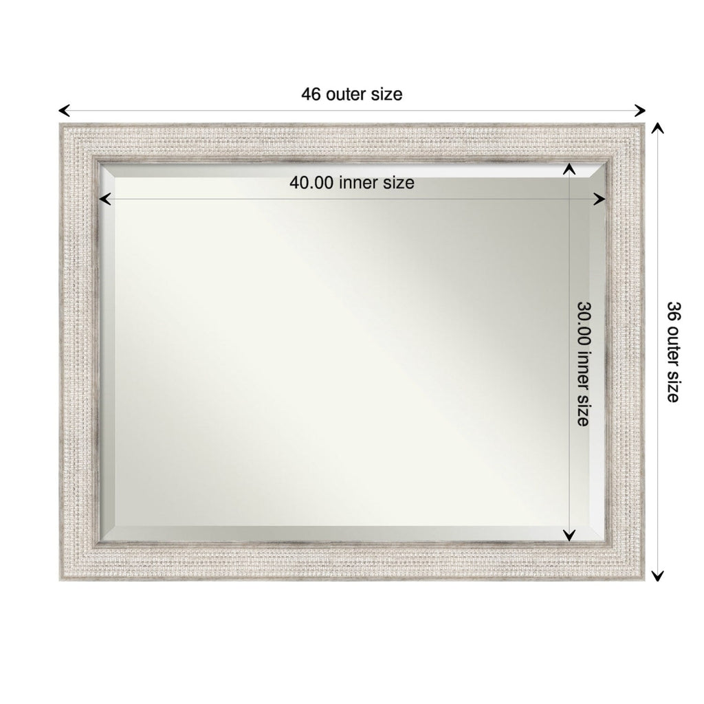 Beveled Wood Bathroom Wall Mirror - Trellis Silver Frame - Trellis Silver