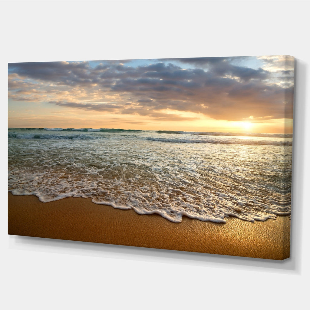 Bright Cloudy Sunset in Calm Ocean - Contemporary Seascape Art Canvas