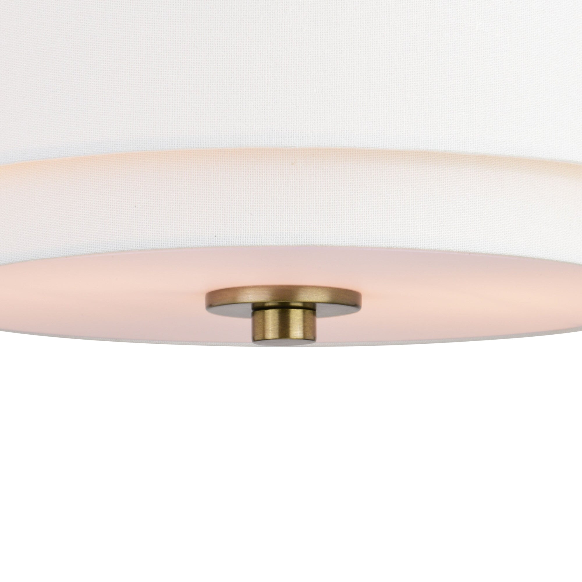 Burnaby Mid-Century Modern Ceiling Mount Light White Linen Drum Shade