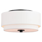 Burnaby Mid-Century Modern Ceiling Mount Light White Linen Drum Shade