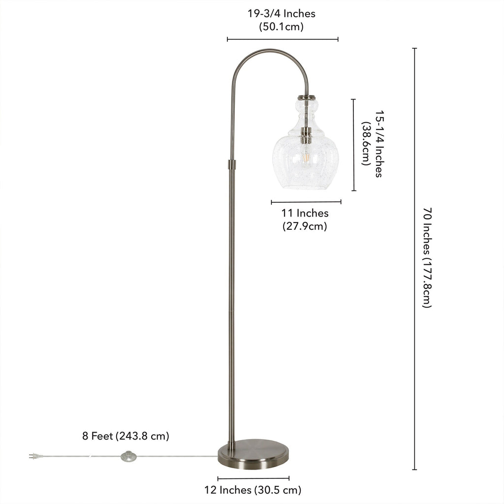 Verona Arc Floor Lamp with Glass Shade
