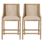 Christopher Knight Home Cataldo Fabric Upholstered Wood and Cane 25.5-Inch Counter Stools (Set of 2)