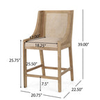 Christopher Knight Home Cataldo Fabric Upholstered Wood and Cane 25.5-Inch Counter Stools (Set of 2)