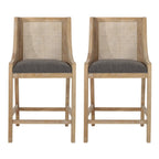 Christopher Knight Home Cataldo Fabric Upholstered Wood and Cane 25.5-Inch Counter Stools (Set of 2)