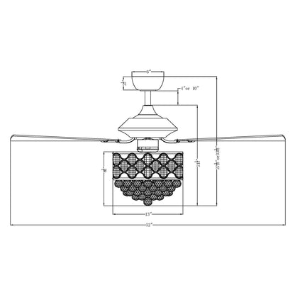 Chrome/ Crystal 4-light Chandelier/ Ceiling Fan with Remote