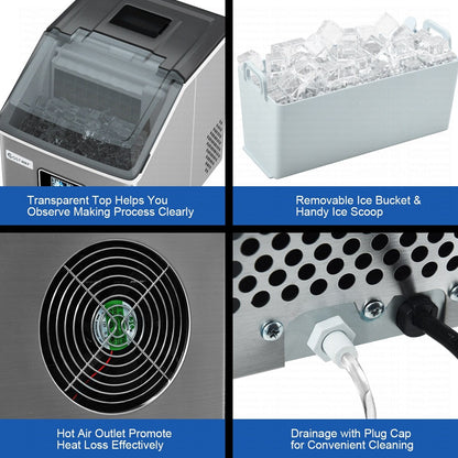 Costway Stainless Steel Ice Maker Machine Countertop 48Lbs/24H