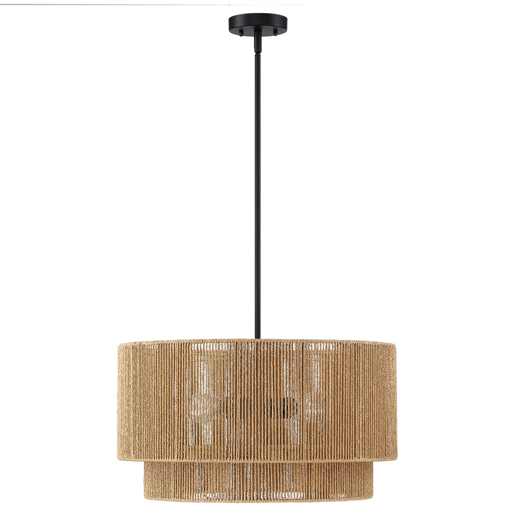 Cynthia 4-Light Natural Rattan Drum Chandelier Light - 22''W