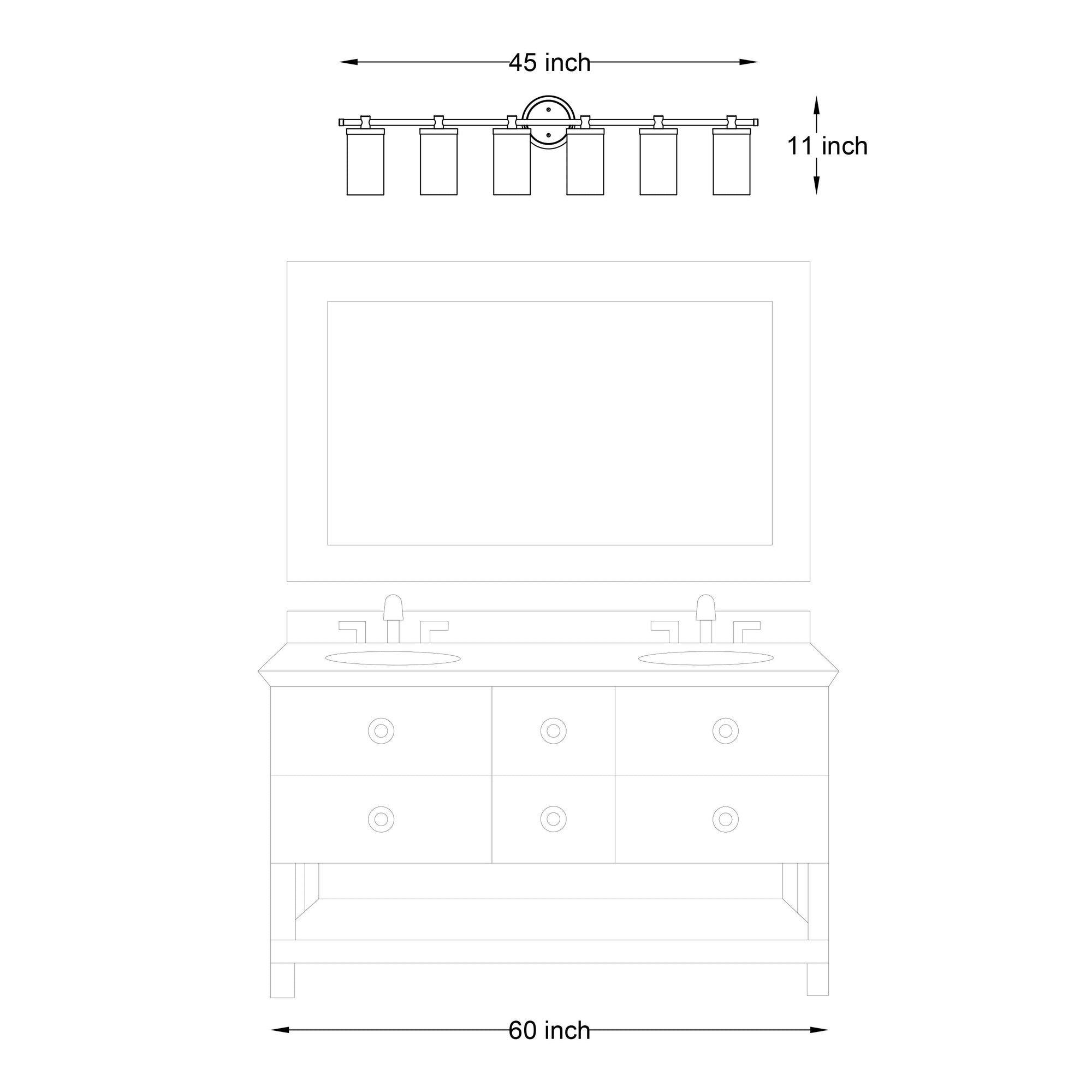 Decatur 6-light Modern Farmhouse Black/ Gold Bathroom Vanity Light with UL Certified