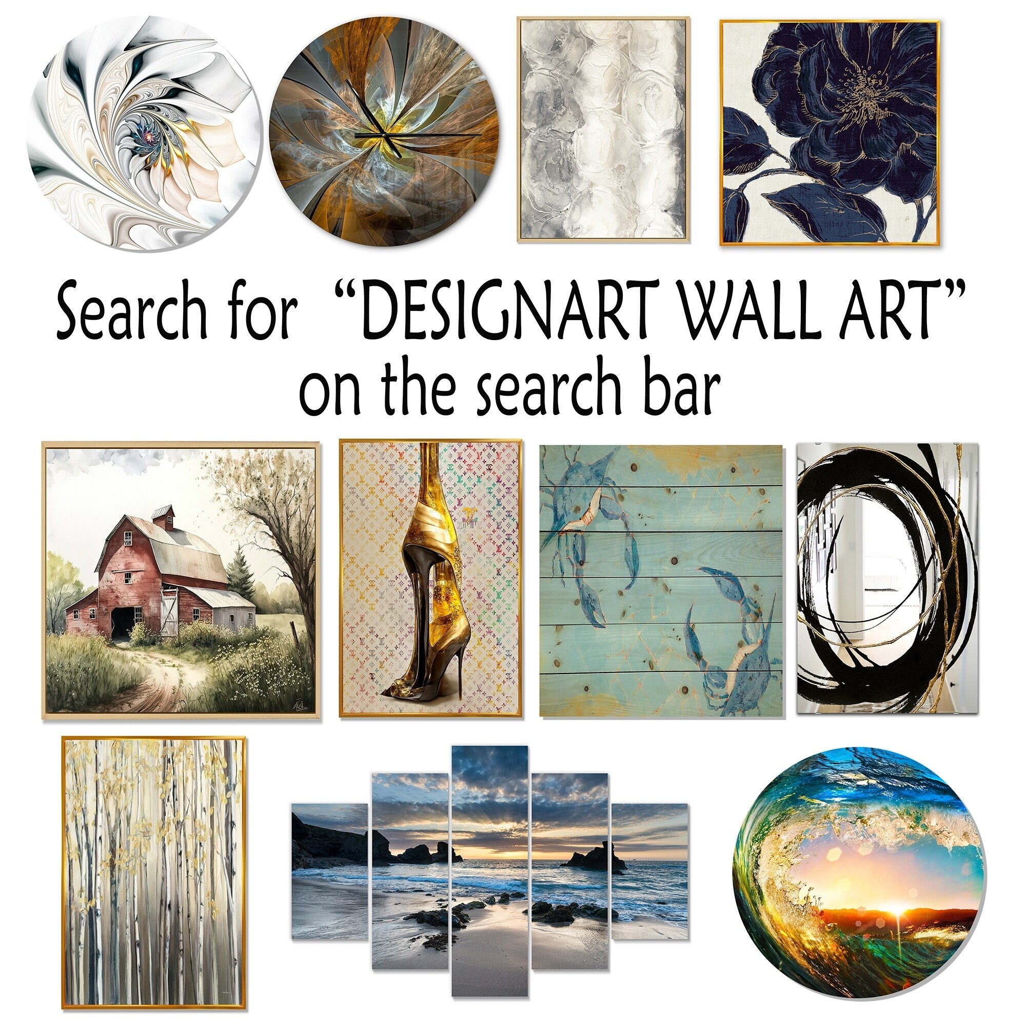 Designart Gold Constructing Blue Realms I Abstract Shapes Round Mirror - Modern Blue Living Room Mirror
