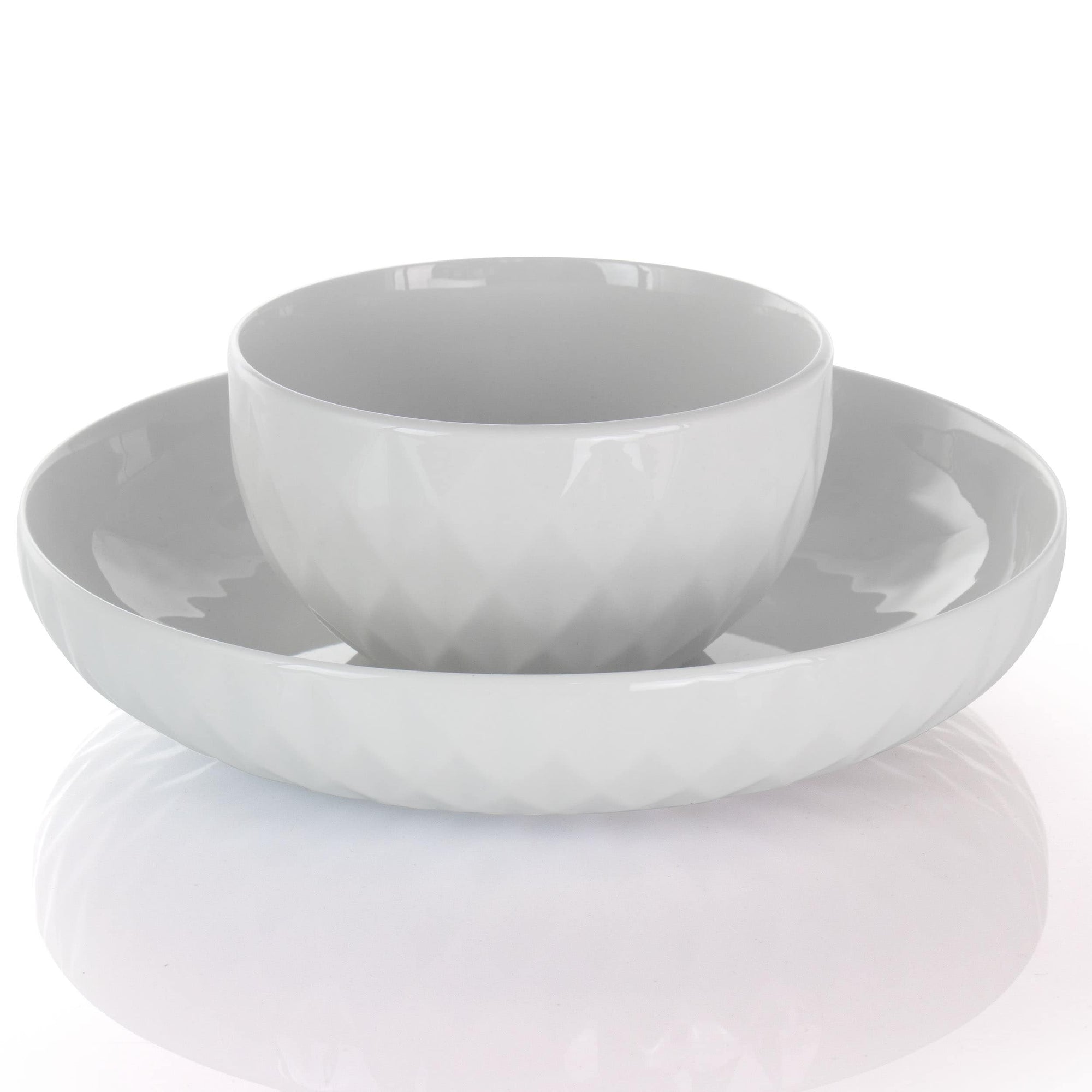 Elama Sienna 18 Piece Stoneware Dinnerware Set in White
