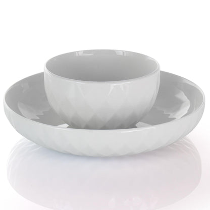 Elama Sienna 18 Piece Stoneware Dinnerware Set in White