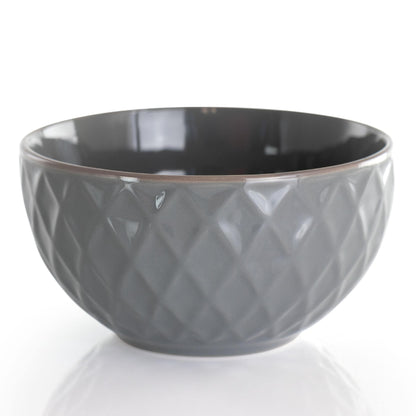 Elama Tahitian Diamond 16 Piece Stoneware Dinnerware Set in Slate