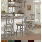 Eleanor Double X Back Wood Swivel Bar Stool by iNSPIRE Q Classic