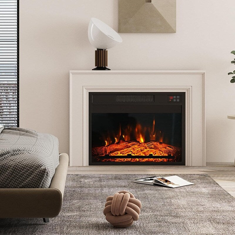 Electric Fireplace Insert with Adjustable Heating, Brightness, Timer and Overheat Protection, 1400W, CSA Listed