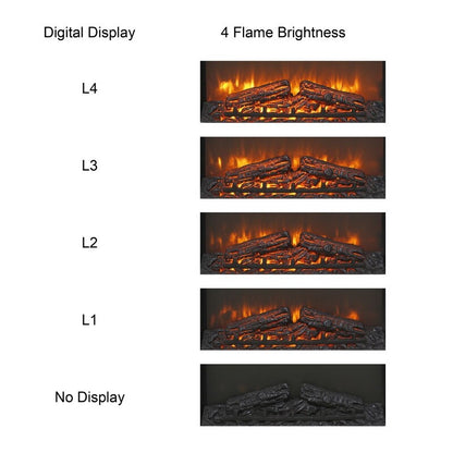 Electric Fireplace Insert with Adjustable Heating, Brightness, Timer and Overheat Protection, 1400W, CSA Listed