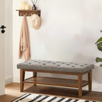 Entryway Shoe Bench Storage Bench Fabric Solid Wood, 43-inch Upholstered Bench for Living Room, Bedrooms