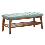Entryway Shoe Bench Storage Bench Fabric Solid Wood, 43-inch Upholstered Bench for Living Room, Bedrooms