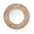 Farmhouse Carved Wood Round Wall Mirror - 28 x 28