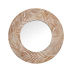 Farmhouse Carved Wood Round Wall Mirror - 28 x 28