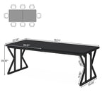 Farmhouse Dining Table for 6 People, 70.8-Inch Rectangular Wood Kitchen Table