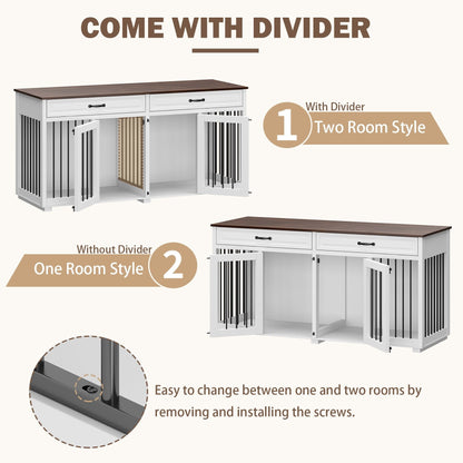 Furniture Style Dog Crate, 64.5 Inch Wooden Large Dog Kennel