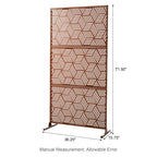 Glitzhome 6ft Galvanized Floral Patterned 3-Panel Privacy Screen Room Divider Fences