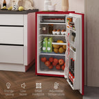 HOMCOM 3.2 Cu.Ft Mini Fridge with Freezer, Single Door Compact Refrigerator with Adjustable Thermostat for Bedroom