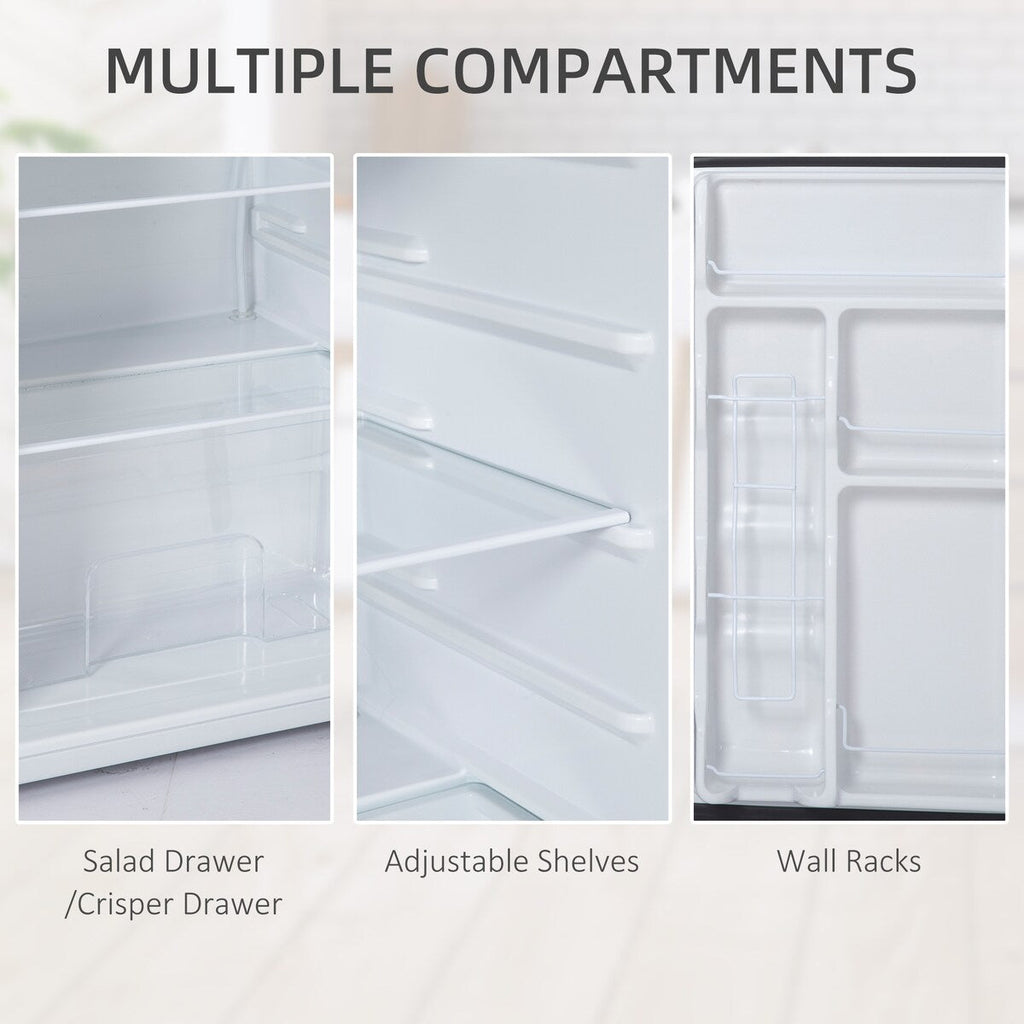 HOMCOM 3.2 Cu.Ft Mini Fridge with Freezer, Single Door Compact Refrigerator with Adjustable Thermostat