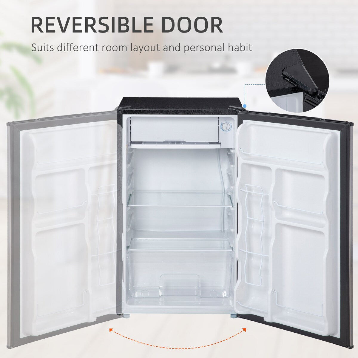 HOMCOM 3.2 Cu.Ft Mini Fridge with Freezer, Single Door Compact Refrigerator with Adjustable Thermostat