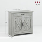 HOMCOM 32 Farmhouse Barn Door Style Sideboard Cabinet,Buffet Storage Cabinet Coffee Bar for Living Room or Entryway