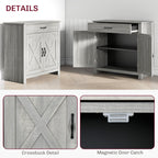 HOMCOM 32 Farmhouse Barn Door Style Sideboard Cabinet,Buffet Storage Cabinet Coffee Bar for Living Room or Entryway