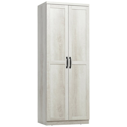 HOMCOM 63 2-Door Kitchen Pantry, Freestanding Storage Cabinet with 5-tier Shelving and 2 Adjustable Shelves for Dining Room