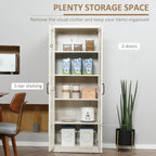 HOMCOM 63 2-Door Kitchen Pantry, Freestanding Storage Cabinet with 5-tier Shelving and 2 Adjustable Shelves for Dining Room